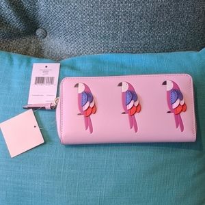 Kate Spade Flock Party Continental Wallet Parrot